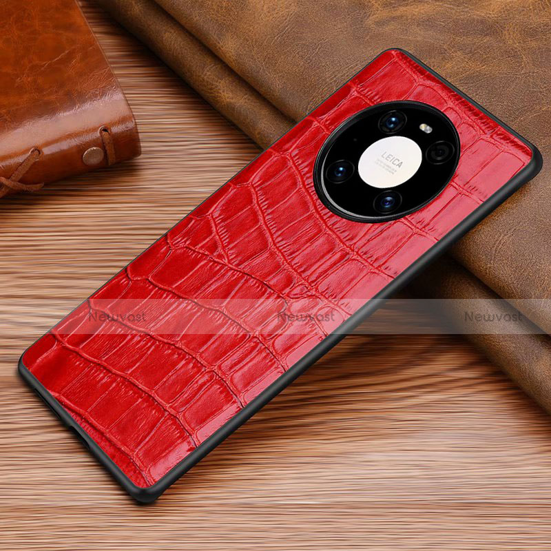 Soft Luxury Leather Snap On Case Cover S01 for Huawei Mate 40 Red