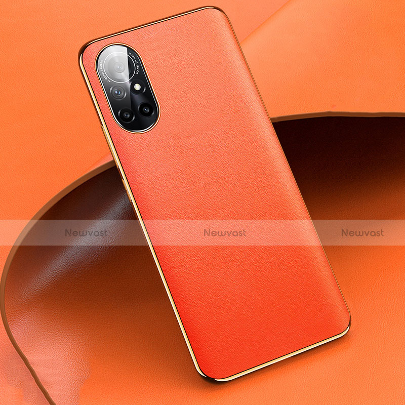 Soft Luxury Leather Snap On Case Cover S01 for Huawei Nova 8 5G Orange