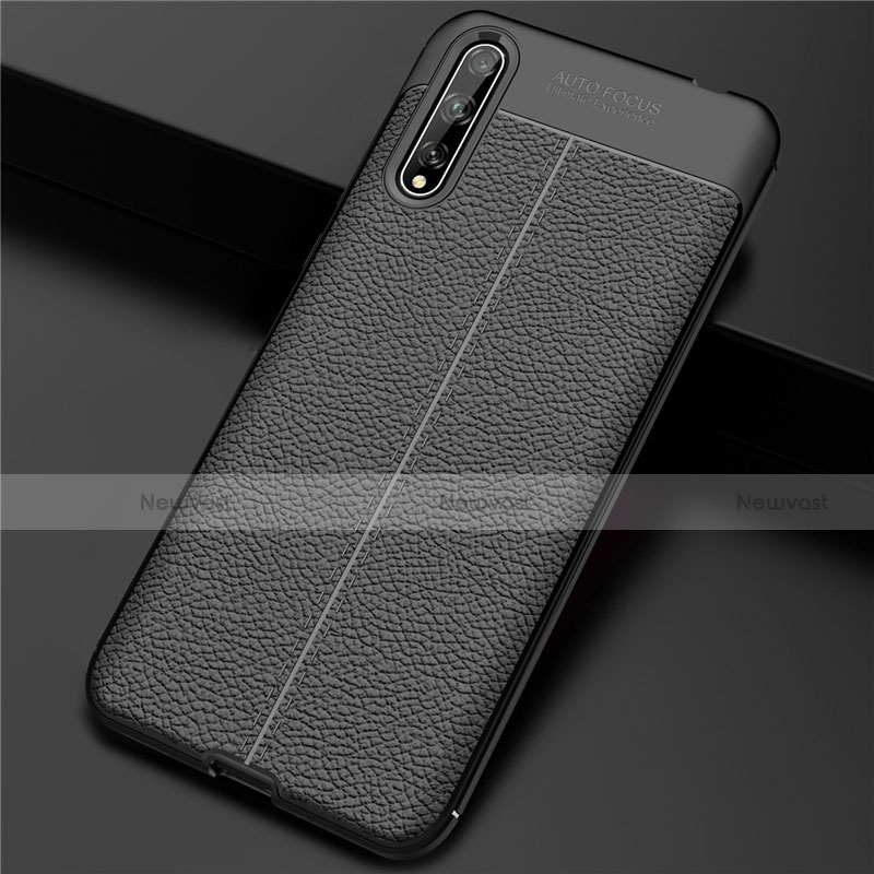 Soft Luxury Leather Snap On Case Cover S01 for Huawei Y8p Black