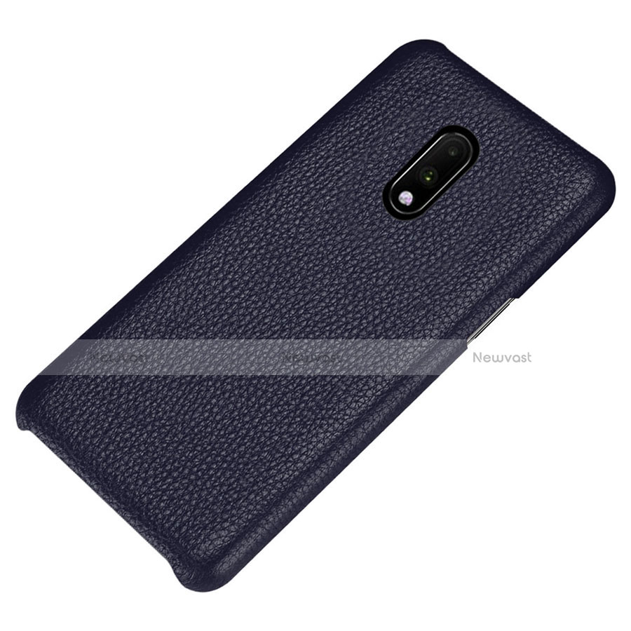 Soft Luxury Leather Snap On Case Cover S01 for OnePlus 7 Blue