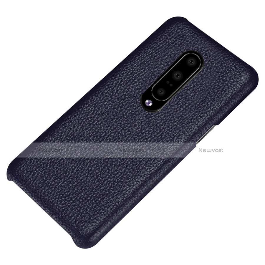 Soft Luxury Leather Snap On Case Cover S01 for OnePlus 7 Pro Blue