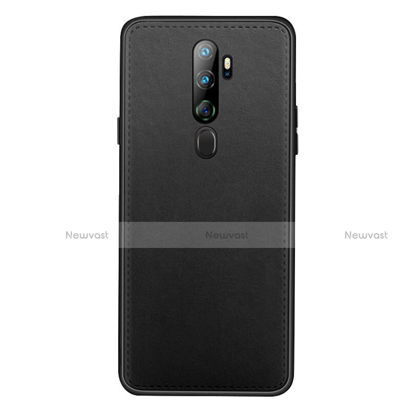 Soft Luxury Leather Snap On Case Cover S01 for Oppo A5 (2020) Black