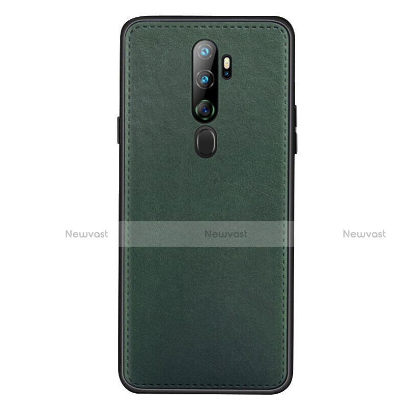 Soft Luxury Leather Snap On Case Cover S01 for Oppo A5 (2020) Green