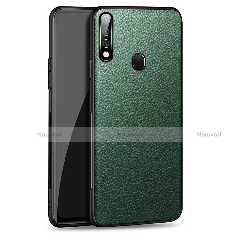 Soft Luxury Leather Snap On Case Cover S01 for Oppo A8 Green