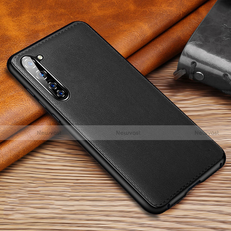 Soft Luxury Leather Snap On Case Cover S01 for Oppo F15 Black
