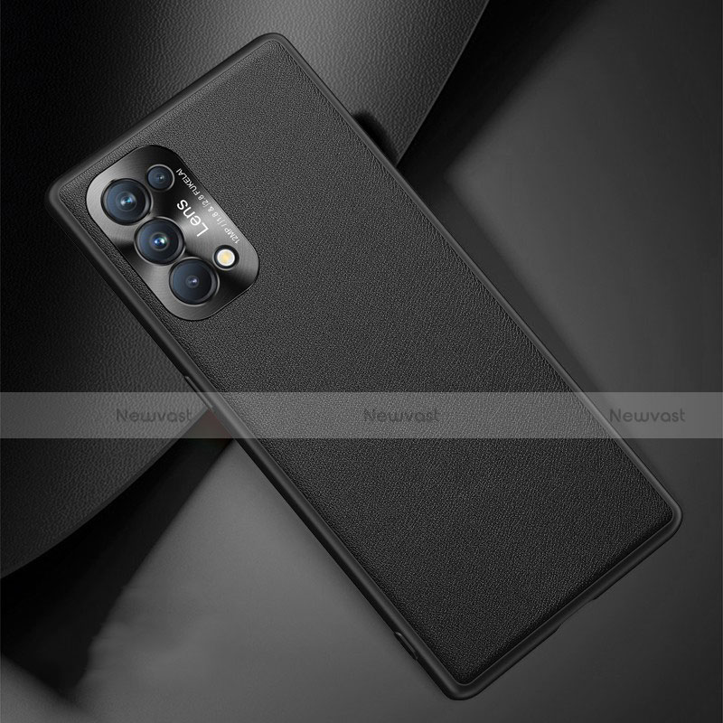 Soft Luxury Leather Snap On Case Cover S01 for Oppo Find X3 Lite 5G Black