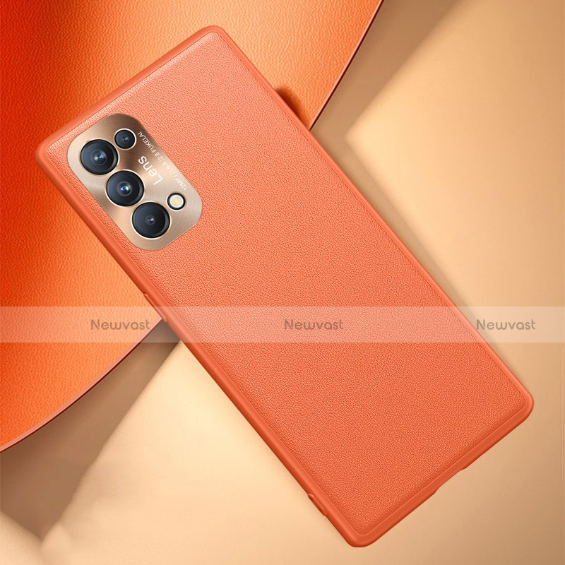 Soft Luxury Leather Snap On Case Cover S01 for Oppo Find X3 Lite 5G Orange
