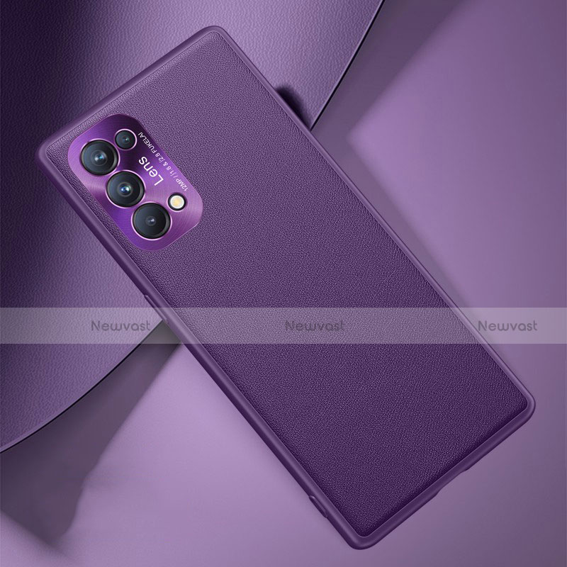Soft Luxury Leather Snap On Case Cover S01 for Oppo Find X3 Lite 5G Purple