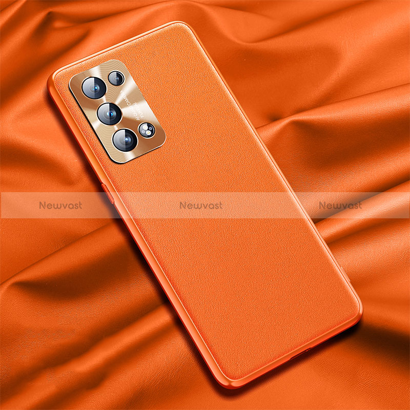Soft Luxury Leather Snap On Case Cover S01 for Oppo Reno6 Pro+ Plus 5G Orange