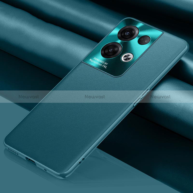 Soft Luxury Leather Snap On Case Cover S01 for Oppo Reno8 Pro 5G Cyan
