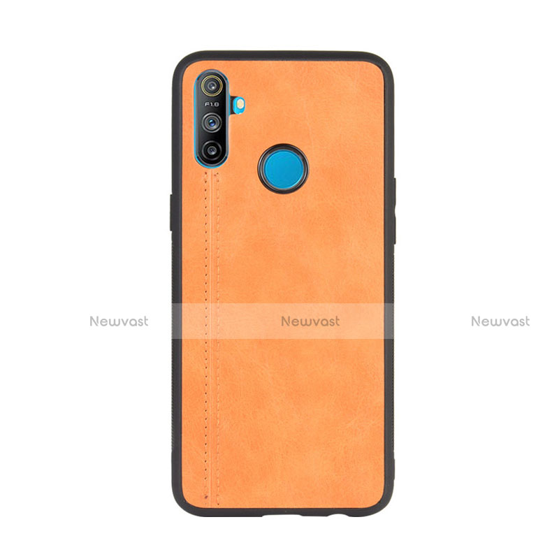 Soft Luxury Leather Snap On Case Cover S01 for Realme C3 Orange