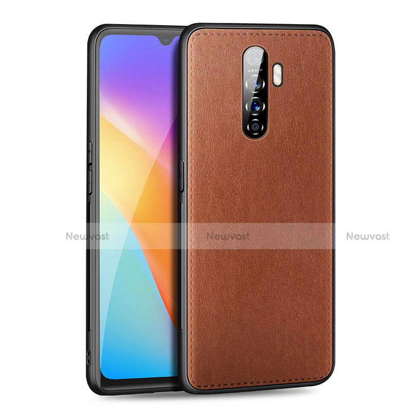 Soft Luxury Leather Snap On Case Cover S01 for Realme X2 Pro Brown