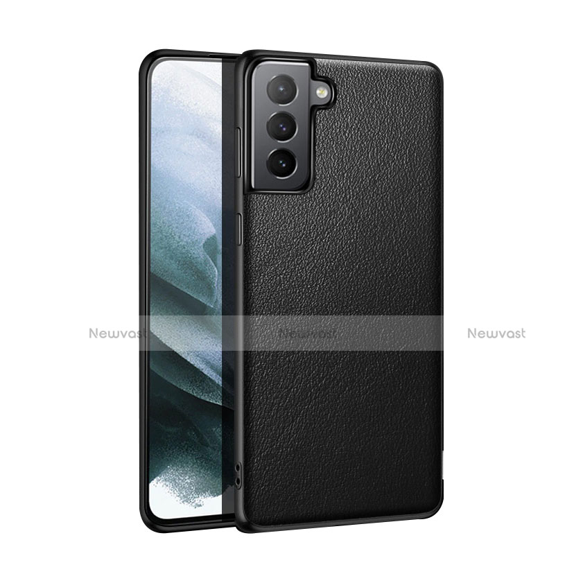Soft Luxury Leather Snap On Case Cover S01 for Samsung Galaxy S21 Plus 5G Black