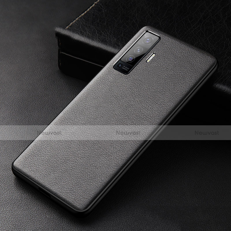 Soft Luxury Leather Snap On Case Cover S01 for Vivo X50 5G Black