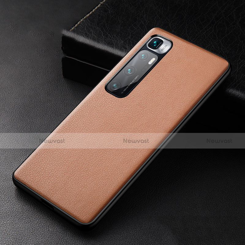Soft Luxury Leather Snap On Case Cover S01 for Xiaomi Mi 10 Ultra Brown