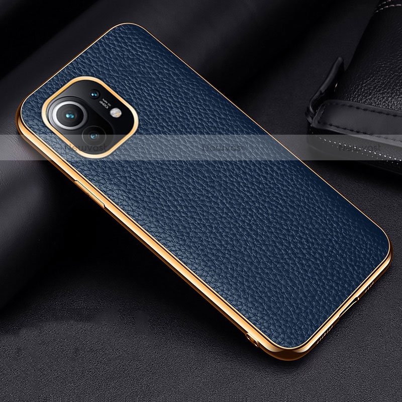 Soft Luxury Leather Snap On Case Cover S01 for Xiaomi Mi 11 5G Blue