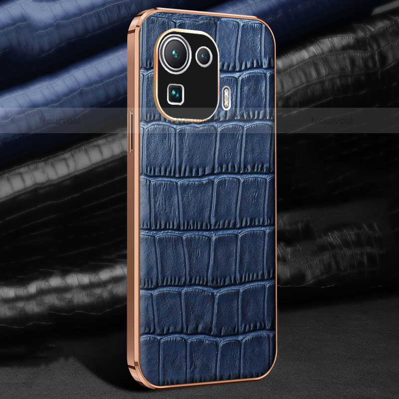 Soft Luxury Leather Snap On Case Cover S01 for Xiaomi Mi 11 Pro 5G Blue