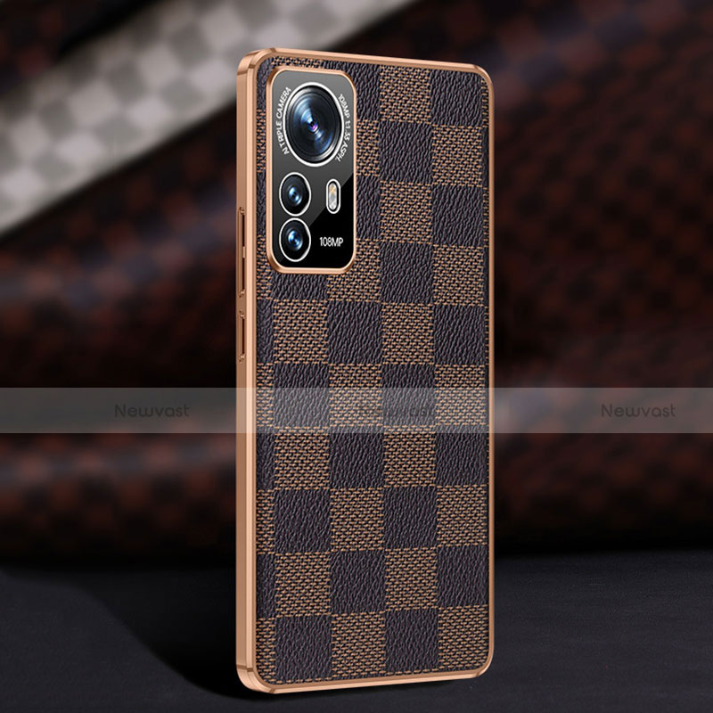 Soft Luxury Leather Snap On Case Cover S01 for Xiaomi Mi 12 5G Brown