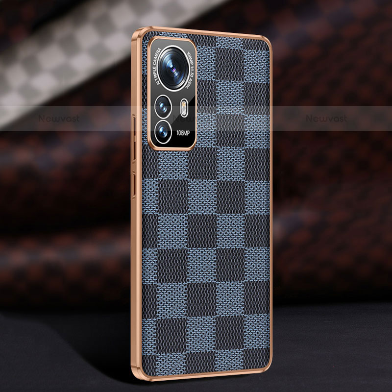 Soft Luxury Leather Snap On Case Cover S01 for Xiaomi Mi 12 Pro 5G Blue