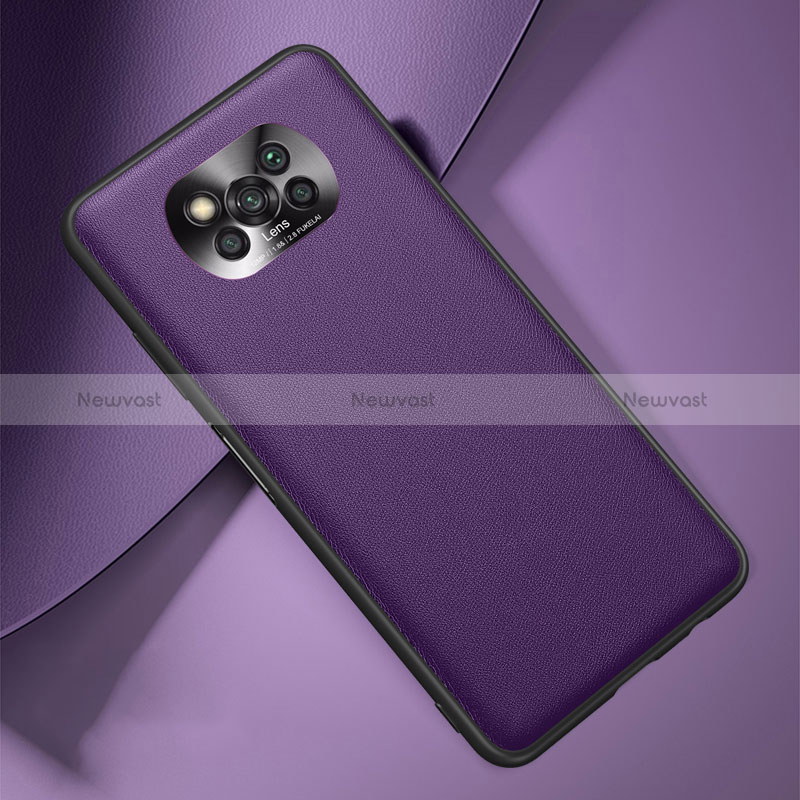 Soft Luxury Leather Snap On Case Cover S01 for Xiaomi Poco X3 NFC Purple