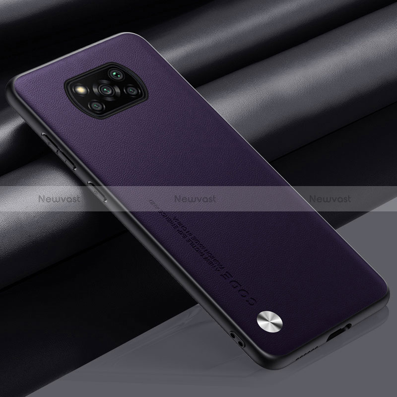 Soft Luxury Leather Snap On Case Cover S01 for Xiaomi Poco X3 Purple