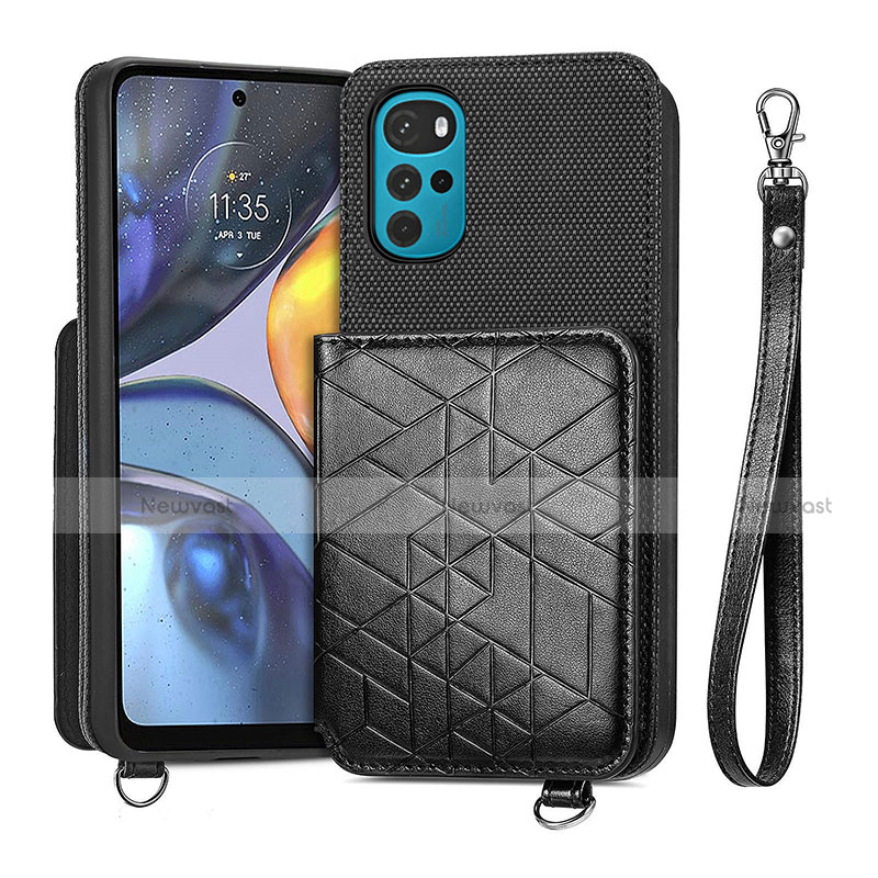 Soft Luxury Leather Snap On Case Cover S01D for Motorola Moto G22 Black