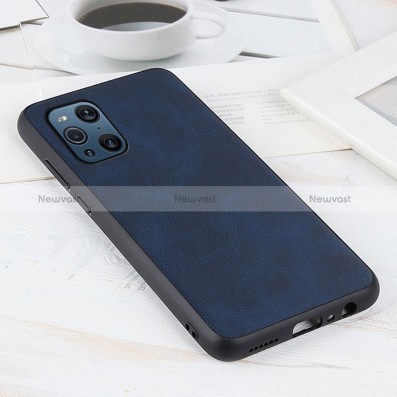 Soft Luxury Leather Snap On Case Cover S01D for Oppo Find X3 5G Blue