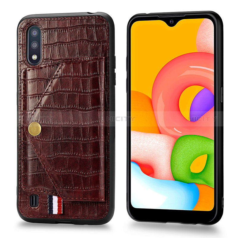 Soft Luxury Leather Snap On Case Cover S01D for Samsung Galaxy A01 SM-A015