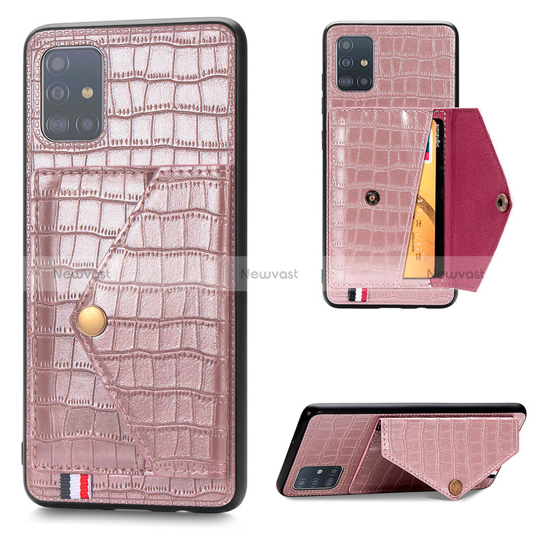 Soft Luxury Leather Snap On Case Cover S01D for Samsung Galaxy A71 5G Rose Gold