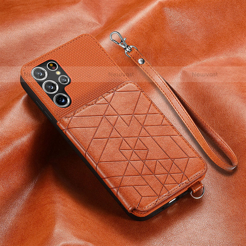 Soft Luxury Leather Snap On Case Cover S01D for Samsung Galaxy S22 Ultra 5G