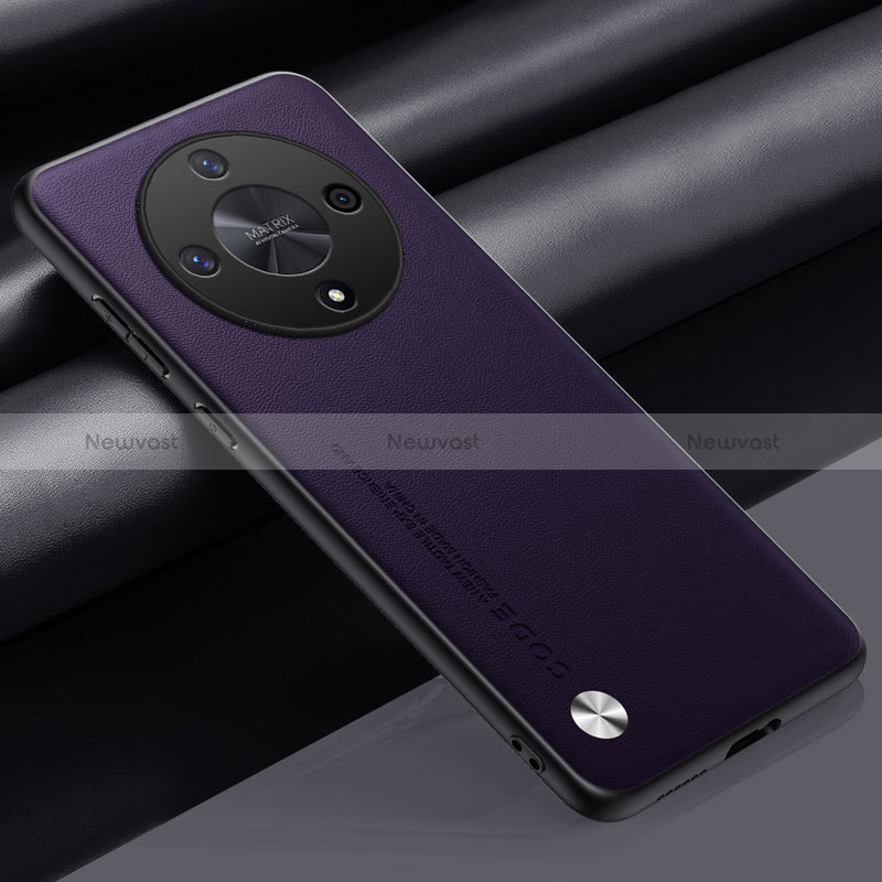 Soft Luxury Leather Snap On Case Cover S02 for Huawei Honor X9b 5G Purple