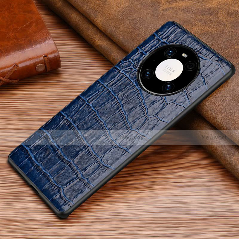 Soft Luxury Leather Snap On Case Cover S02 for Huawei Mate 40 Pro Blue