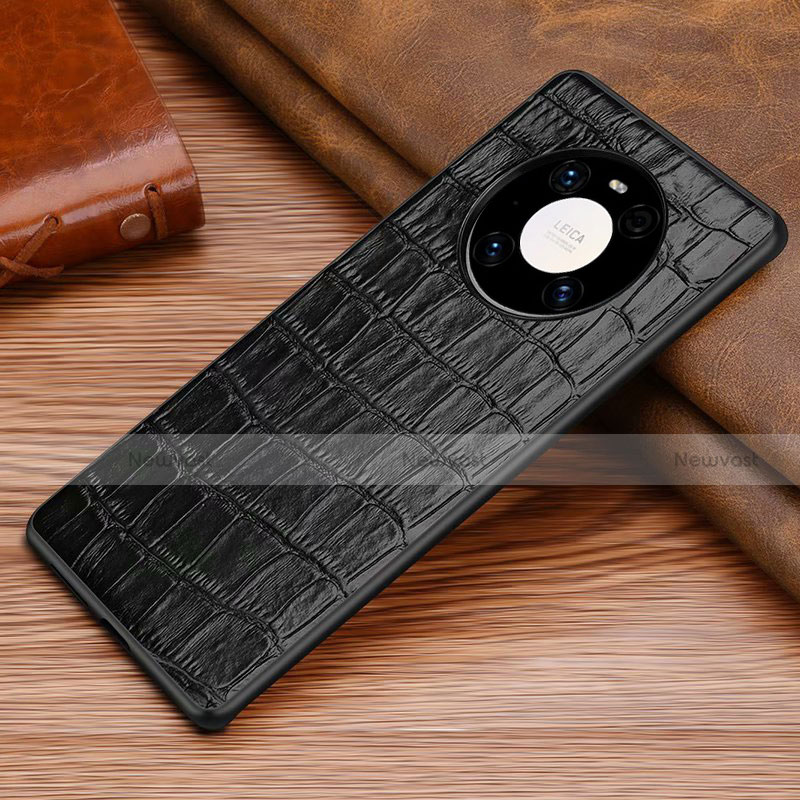 Soft Luxury Leather Snap On Case Cover S02 for Huawei Mate 40E Pro 4G Black