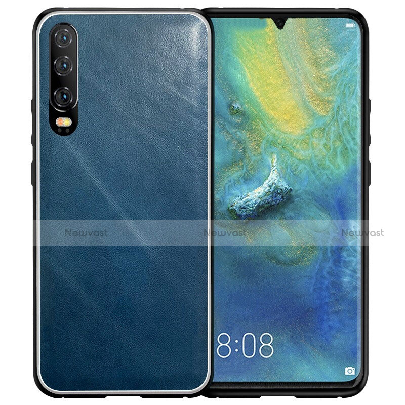 Soft Luxury Leather Snap On Case Cover S02 for Huawei P30 Blue