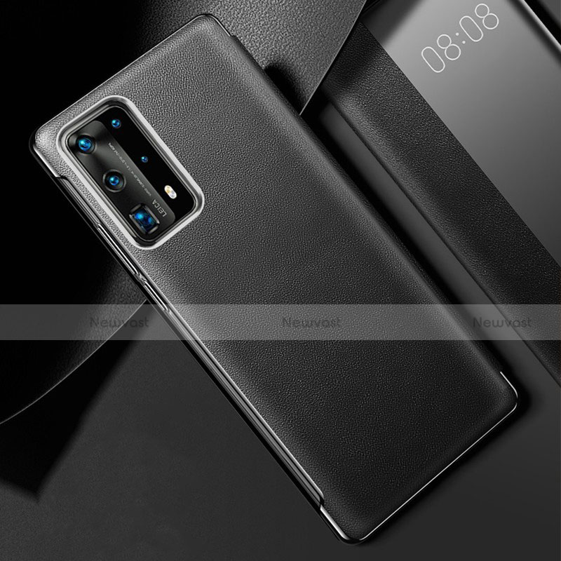 Soft Luxury Leather Snap On Case Cover S02 for Huawei P40 Pro+ Plus Black