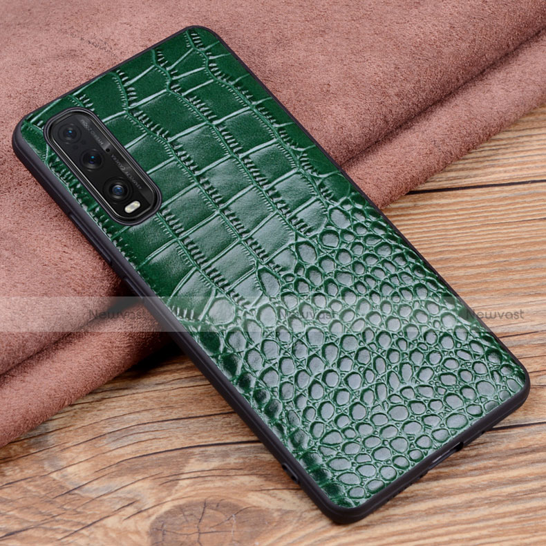Soft Luxury Leather Snap On Case Cover S02 for Oppo Find X2 Green