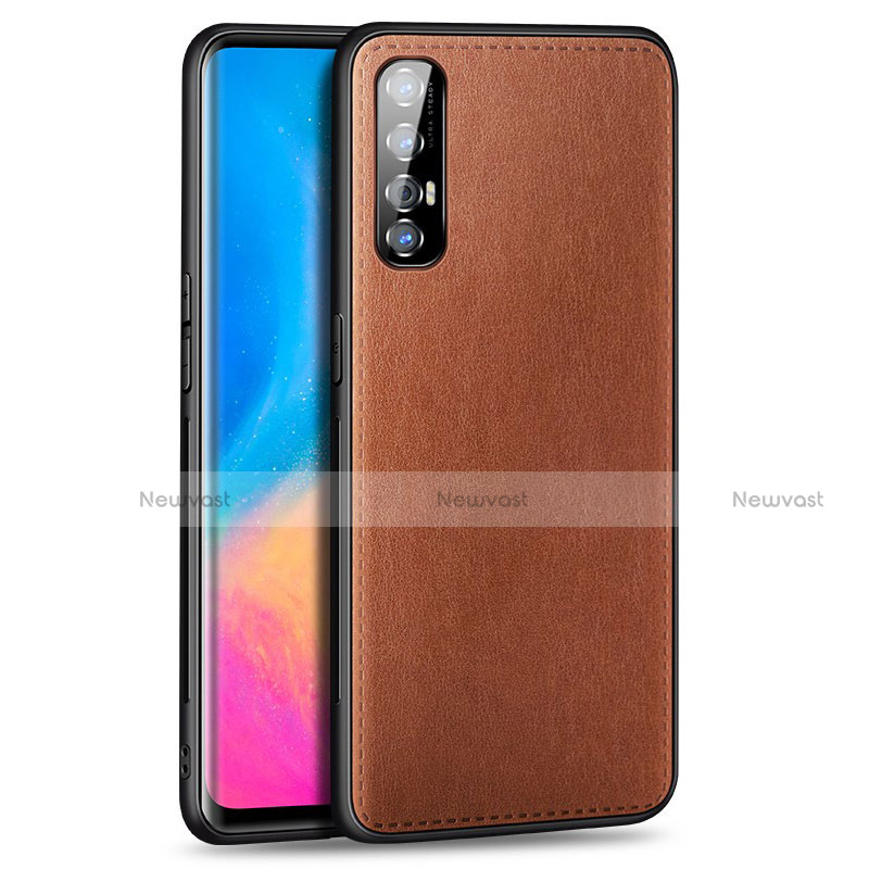 Soft Luxury Leather Snap On Case Cover S02 for Oppo Find X2 Neo Brown