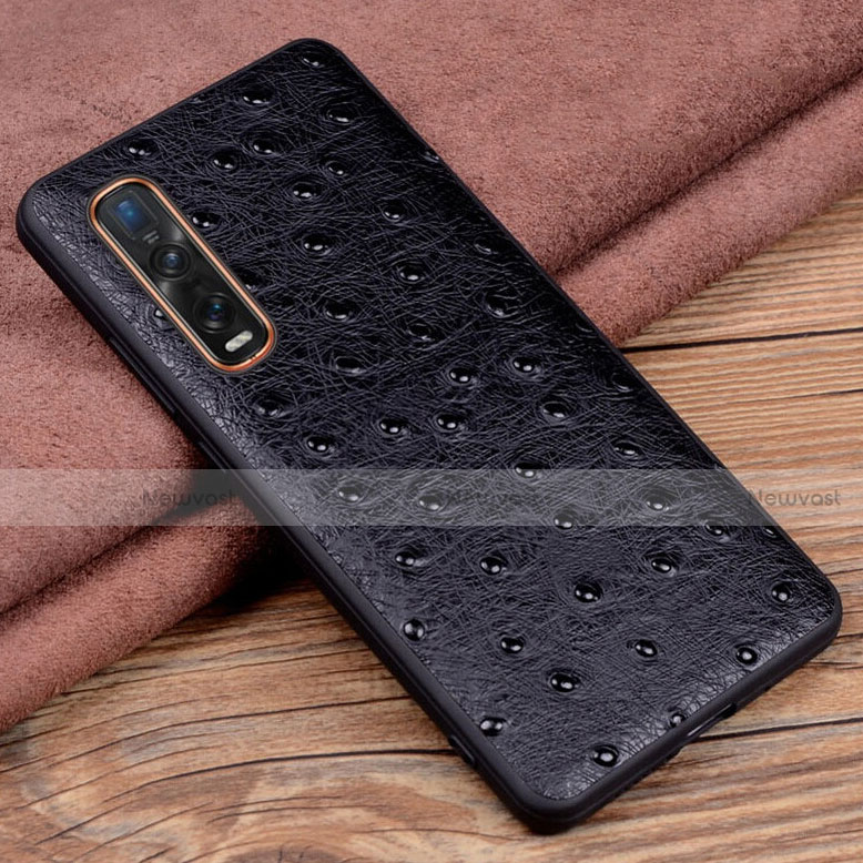 Soft Luxury Leather Snap On Case Cover S02 for Oppo Find X2 Pro Black