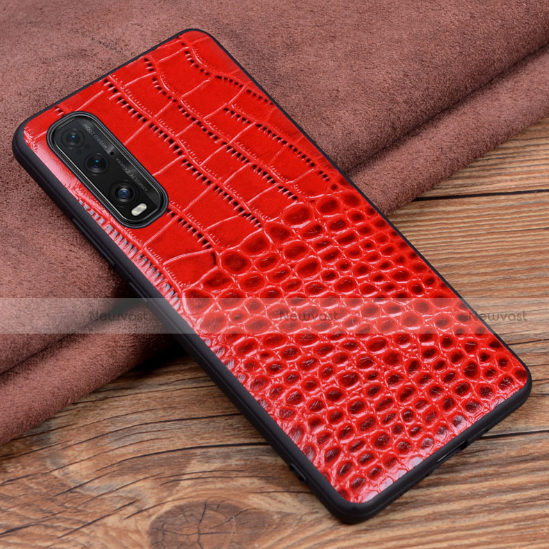 Soft Luxury Leather Snap On Case Cover S02 for Oppo Find X2 Red