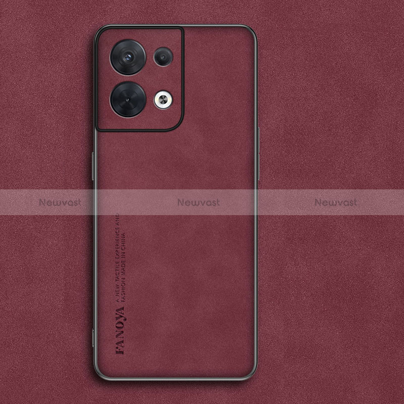 Soft Luxury Leather Snap On Case Cover S02 for Oppo Reno8 Pro 5G Red