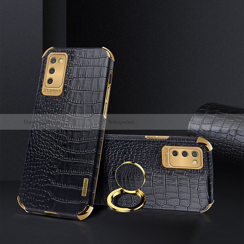 Soft Luxury Leather Snap On Case Cover S02 for Samsung Galaxy M02s Black