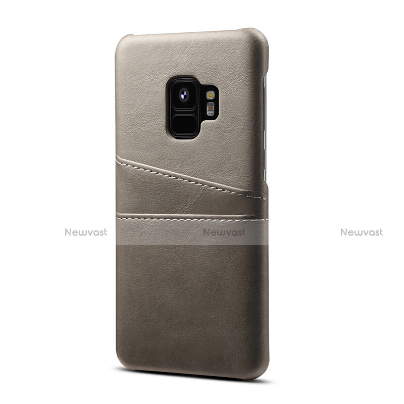 Soft Luxury Leather Snap On Case Cover S02 for Samsung Galaxy S9 Gray