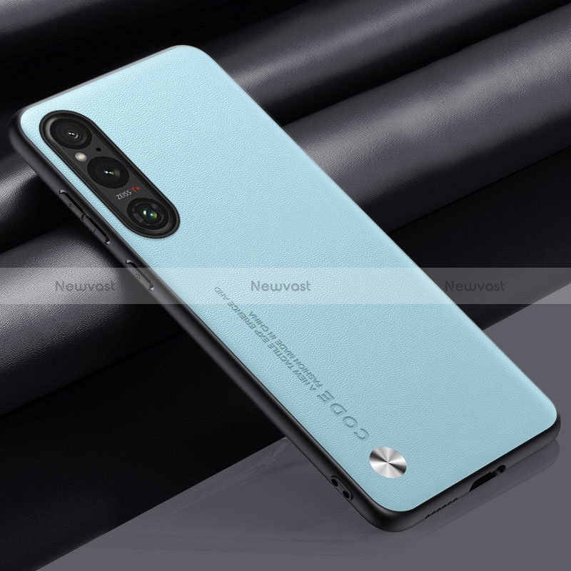 Soft Luxury Leather Snap On Case Cover S02 for Sony Xperia 1 V Sky Blue