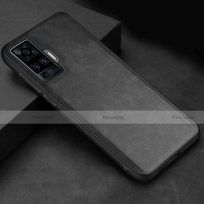 Soft Luxury Leather Snap On Case Cover S02 for Vivo X50 Pro 5G Black
