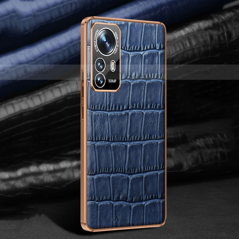Soft Luxury Leather Snap On Case Cover S02 for Xiaomi Mi 12S 5G Blue