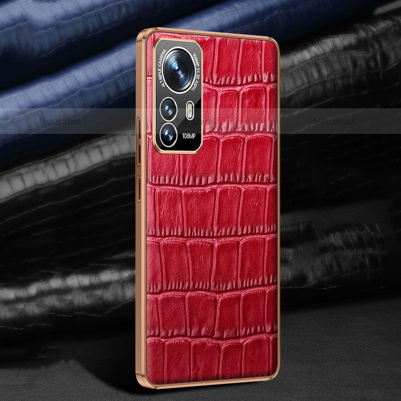 Soft Luxury Leather Snap On Case Cover S02 for Xiaomi Mi 12S 5G Red