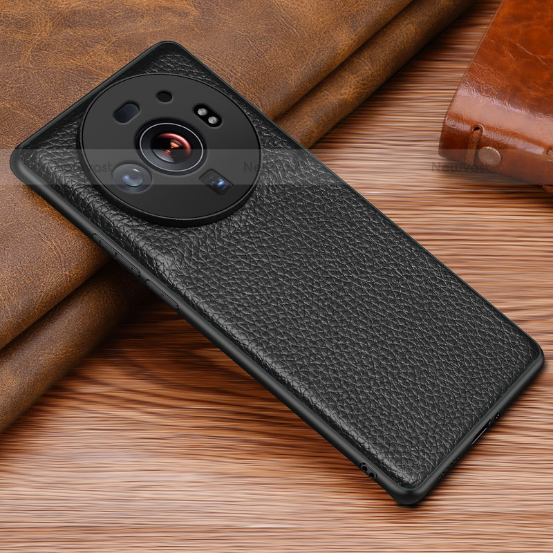 Soft Luxury Leather Snap On Case Cover S02 for Xiaomi Mi 12S Ultra 5G Black