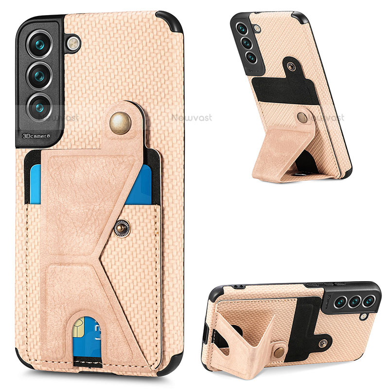 Soft Luxury Leather Snap On Case Cover S02D for Samsung Galaxy S22 5G Gold