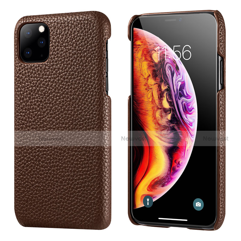 Soft Luxury Leather Snap On Case Cover S03 for Apple iPhone 11 Pro Brown