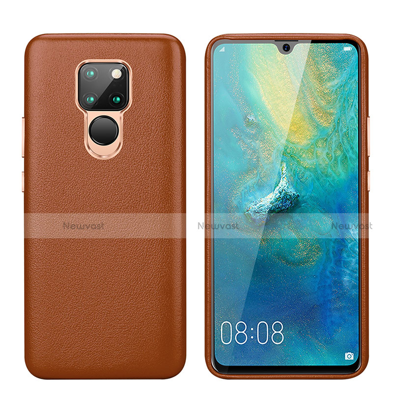 Soft Luxury Leather Snap On Case Cover S03 for Huawei Mate 20 Brown